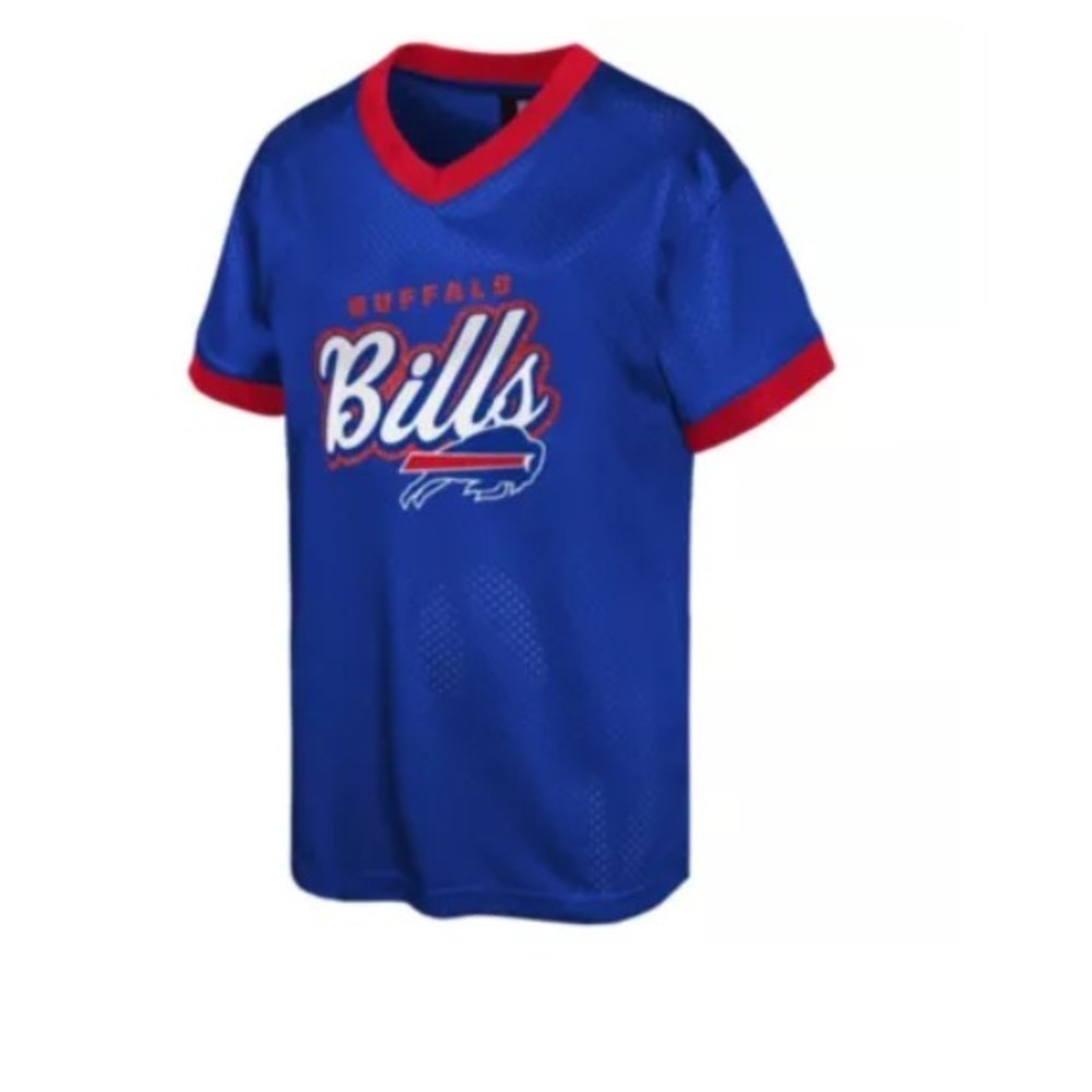 NFL Team Apparel® Junior Girls' (SMALL 3/5) Buffalo Bills Fashion Mesh T-Shirt